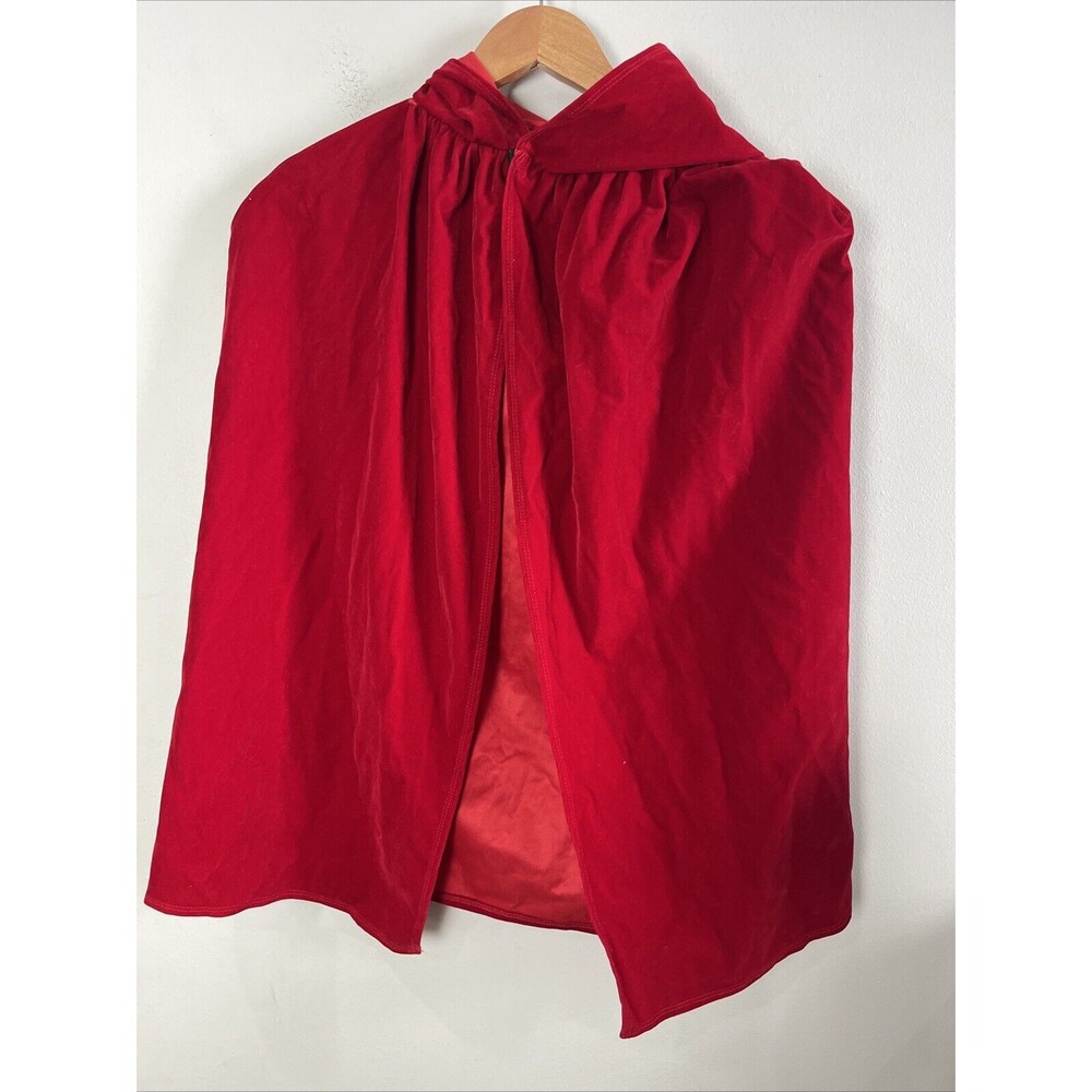 Little Red Riding Hood Red Cape Hooded Cloak Adult Size, for Theater Halloween